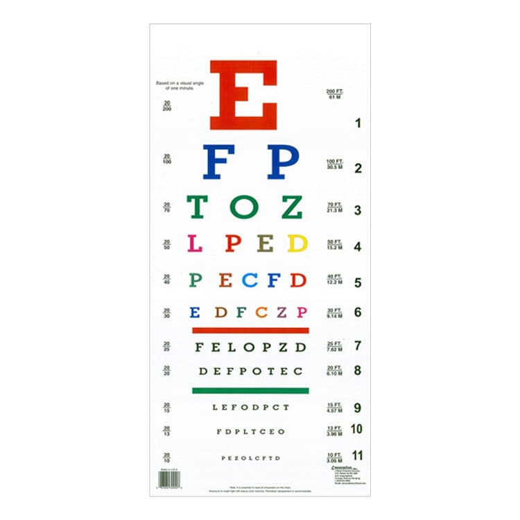 Colored eye chart used for children's vision testing